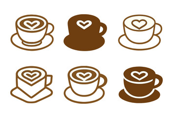 Obraz premium Caffeinated Drink Logos. Caffeinated Drinks. Icon set. Set Logo of Caffeinated Drinks: Cappuccino Cup. harmonious logo variations of the same emblematic