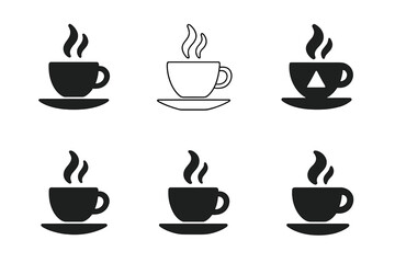 Obraz premium Espresso Logo Variations. Espresso cup. Icon set. Set Logo of steaming espresso cup. harmonious logo variations of the same emblematic concept (Symmetrical