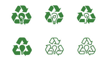 Obraz premium Green Innovation Logos. Green innovation. Icon set. Set Logo of green innovation: Recycling symbol. harmonious logo variations of the same emblematic concept,