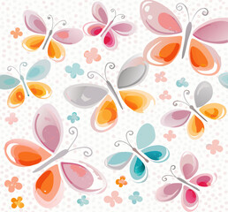 Whimsical watercolor butterflies and flowers seamless pattern