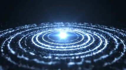 Ethereal blue rings of light radiate