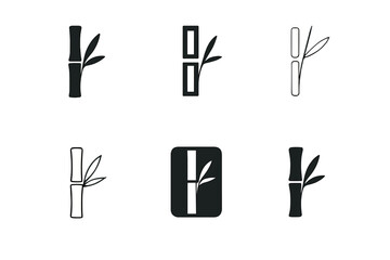 Bamboo Logo Variations. bamboo forests. Icon set. Set Logo of bamboo forests: single bamboo shoot close-up. harmonious logo variations of the same emblematic