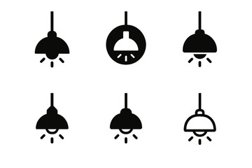 Obraz premium Home Bar Icons. Home bar and entertainment area design. Icon set. Set Logo of home bar and entertainment area design: Hanging pendant lights. harmonious logo