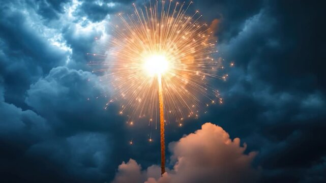 Video A firework exploding in the darkness, perfect for nighttime events or celebrations