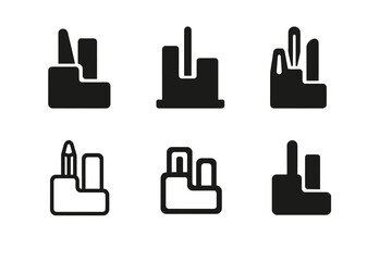 Obraz premium Home Organization Logos. Unique home organization systems. Icon set. Set Logo of Unique home organization systems: modular shelving unit. harmonious logo