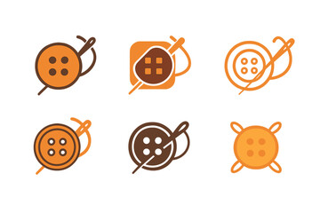 Stitch Logo Variations. Stitch. Icon set. Set Logo of stitch: button with thread. harmonious logo variations of the same emblematic concept, each