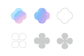 Obraz premium Gentle Blur Icons. Gentle Blur. Icon set. Set Logo of Gentle Blur: Diffused Light Spot. harmonious logo variations of the same emblematic concept (Negative