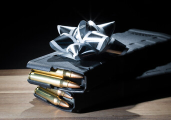 Fully loaded high-capacity AR-15 magazines
