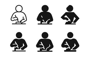 Handmade Crafts Icons. Creating and selling handmade crafts. Icon set. Set Logo of handmade crafts: handcrafted items on display. harmonious logo variations of