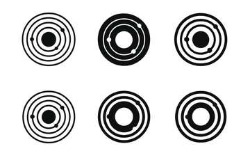 Cosmic Icon Variations. cosmic view. Icon set. Set Logo of cosmic view: solar system alignment. harmonious logo variations of the same emblematic concept, each