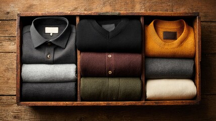 Organized Drawer with Folded Sweaters and Shirt