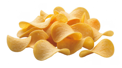 Pile of golden potato chips isolated on a transparent background 2