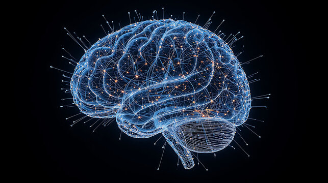 Digital human brain network showcasing artificial intelligence - Powered by Adobe