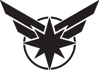 Captain marvel s star emblem logo in black and white © Bd
