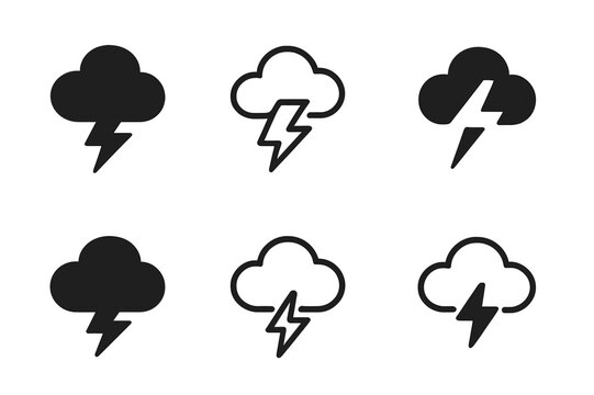 Unpredictable Events Logos. Unpredictable events. Icon set. Set Logo of unpredictable events: Thunderstorm cloud. harmonious logo variations of the same