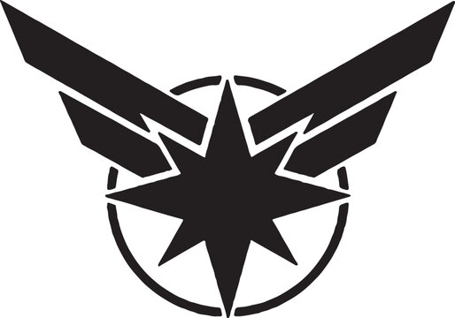 Captain marvel s star emblem logo in black and white