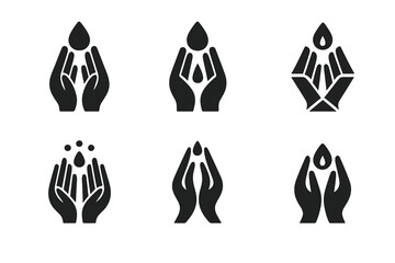 Cultural Hygiene Emblems. Cultural approaches to hygiene. Icon set. Set Logo of cultural hygiene: ceremonial cleansing gesture. harmonious logo variations of