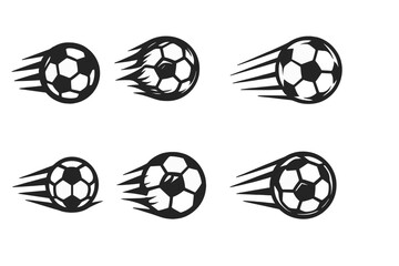 Obraz premium Dynamic Soccer Logo Set. soccer ball in motion. Icon set. Set Logo of soccer ball in motion: spinning ball. harmonious logo variations of the same emblematic