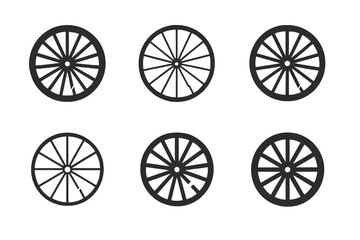 Fototapeta premium Bicycle Wheel Logos. Bicycle wheel. Icon set. Set Logo of bicycle wheel: broken spoke. harmonious logo variations of the same emblematic concept, each with