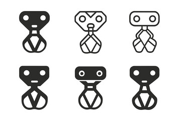 Obraz premium Zip Line Pulley Icons. zip line pulley. Icon set. Set Logo of zip line pulley: safety harness and pulley. harmonious logo variations of the same emblematic