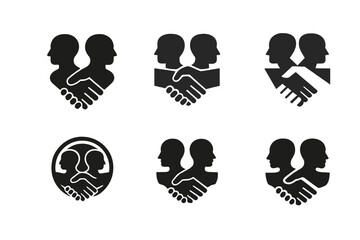 Cultural Exchange Logos. Cultural experience. Icon set. Set Logo of cultural experience: cultural exchange handshake. harmonious logo variations of the same
