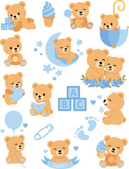 Cute Teddy Bear Digital Baby Shower Collection