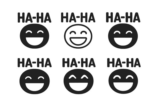 Humorous Logo Variations. Humorous Content. Icon set. Set Logo of Humorous Content: Laugh track symbol. harmonious logo variations of the same emblematic