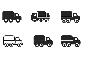 Military Convoy Icons. Military convoy. Icon set. Set Logo of military convoy: Truck silhouette with cargo. harmonious logo variations of the same emblematic