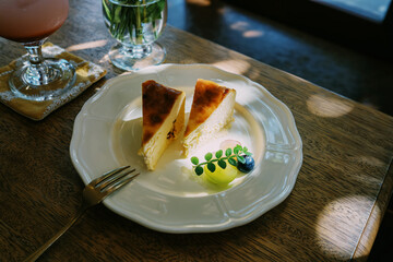 afternoon tea with Basque Burnt Cheesecake