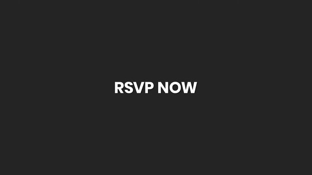 RSVP Now Minimal Text Animation 4K – Event Registration CTA for Invitations and Formal Events