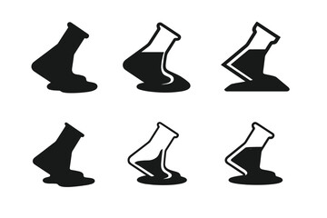 Workplace Hazard Icons. Workplace hazards. Icon set. Set Logo of workplace hazards: Chemical spill warning. harmonious logo variations of the same emblematic