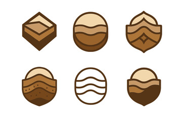 Fototapeta premium Geologist Logo Variations. Geologist. Icon set. Set Logo of geologist: earth layers cross-section. harmonious logo variations of the same emblematic concept,