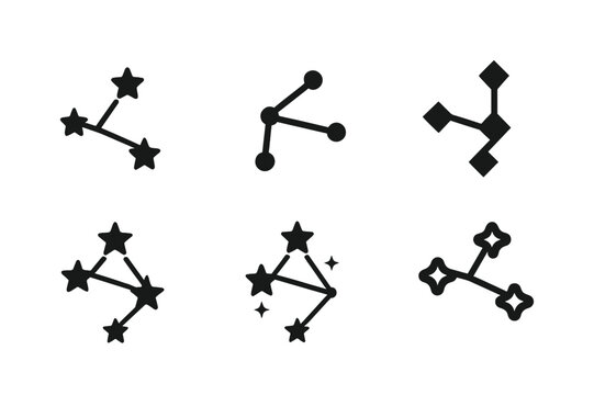 Harmony of Constellations. Constellations. Icon set. Set Logo of constellations: celestial navigation stars. harmonious logo variations of the same emblematic