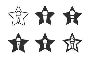 Obraz premium Pop Music Icons. Pop music. Icon set. Set Logo of pop music: microphone and star symbol. harmonious logo variations of the same emblematic concept, each with