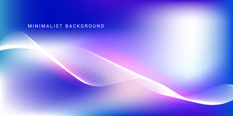 Abstract blue gradient background with shining lines waves. Minimalist background for banner