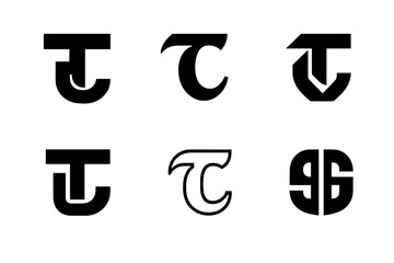 Corporate Logo Variations. Corporate typography. Icon set. Set Logo of corporate typography: Initials with shadow effect. harmonious logo variations of the