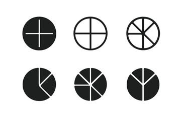 Creative Time-Blocking Icons. Time-blocking for creatives. Icon set. Set Logo of time-blocking: segmented time planner. harmonious logo variations of the same