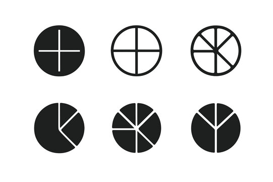 Creative Time-Blocking Icons. Time-blocking for creatives. Icon set. Set Logo of time-blocking: segmented time planner. harmonious logo variations of the same