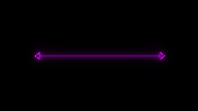 Glowing neon measuring distance length dotted line animation. Motion graphics of neon horizontal line
