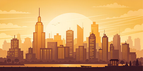 Obraz premium chicago skyline at sunset