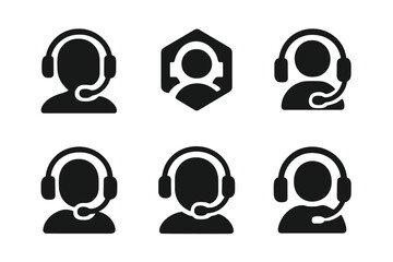 Service Logo Variations. personalized service. Icon set. Set Logo of personalized service: support headset. harmonious logo variations of the same emblematic