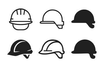 Fototapeta premium Safety Helmet Logos. safety helmet. Icon set. Set Logo of safety helmet: helmet side view. harmonious logo variations of the same emblematic concept, each with