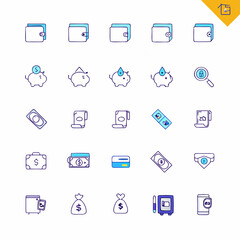 Collection of hand drawn financial icons for business and finance