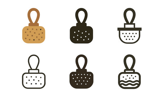 Cultural Hygiene Icons. Cultural approaches to hygiene. Icon set. Set Logo of cultural hygiene: natural body scrub tool. harmonious logo variations of the same