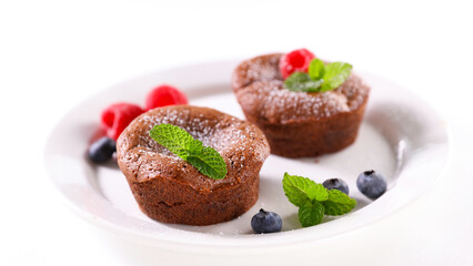 delicious chocolate cake with fresh berries