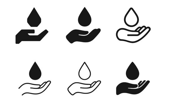 First Aid Logos. First aid training courses. Icon set. Set Logo of first aid: hand with drop of blood icon. harmonious logo variations of the same emblematic