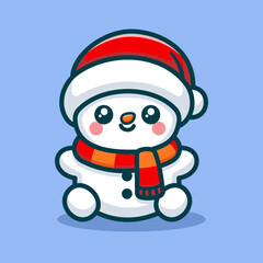 Cute Christmas Snowman Cartoon Vector Art, Illustration and Graphic