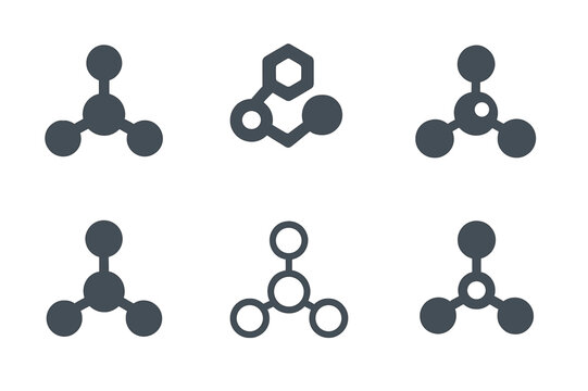 Diverse Catalyst Logos. catalyst. Icon set. Set Logo of catalyst: molecular structure. harmonious logo variations of the same emblematic concept, each with