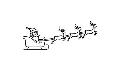 Santa Claus and his reindeer pulling a sleigh across the sky, a classic Christmas illustration perfect for holiday designs © Fendi