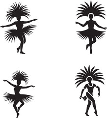 Samba dancer in motion silhouette icon